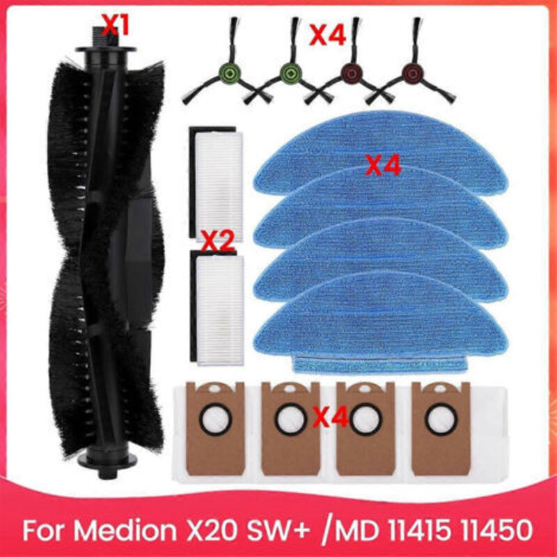 Für Medion X20 Sw+ /md 11415 11450 Saugroboter: Hauptseitenbürste, Hepa-filter, Reinigungstuch Usw.