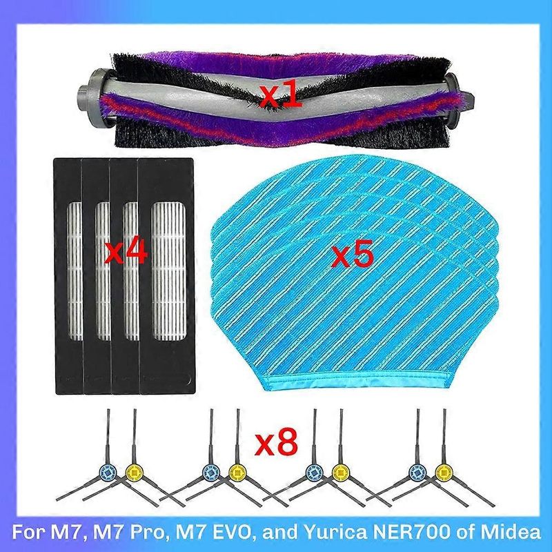 Zubehör Für Midea M7, M7 Pro, M7 Evo/eureka Ner700 Saugroboter: Reinigungstuch, Seitenbürste, Hepa-filter