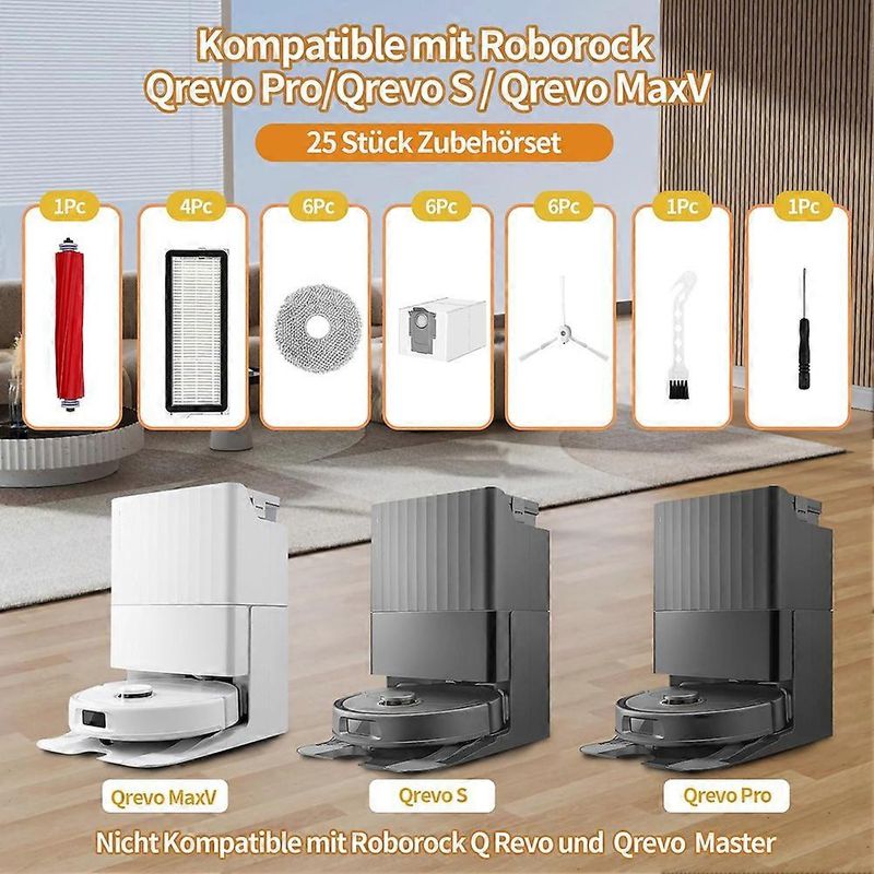Zubehörset Für Roborock Qrevo Pro/qrevo S/qrevo Maxv Saugroboter, Ersatz-hauptbürste Für Roborock