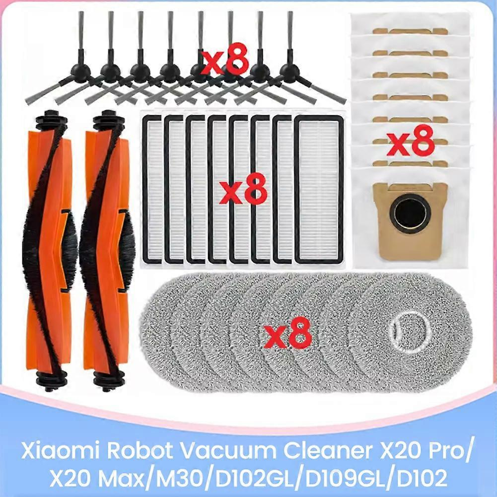 34-teiliges Set Für Xiaomi X20 Pro/x20 Max/m30/d102gl/d109gl/d102 Saugroboter: Bürste, Filter, Wischtuch Und Staubbeutel.