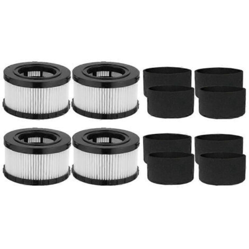 Packung Mit 4 Dc5151h Hepa-filtern Für Dewalt Dc5151h, Dc515, Dcv517 Und Dcv517b Nass- Und Trockensauger, Inklusive 8 Schaumstofffilterhüllen.