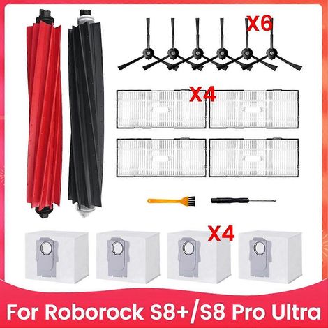 Zubehörset Für Roborock S8+/s8 Pro Ultra Saugroboter – Ersatzteile Für Die Haupt- Und Seitenbürsten