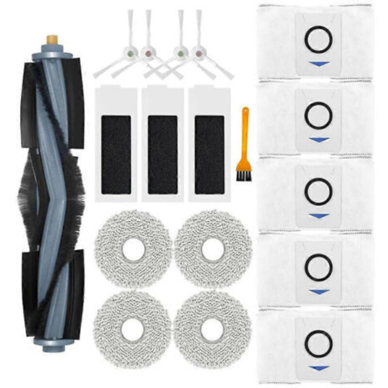 Ersatzteile Für Den Ecovacs Deebot T20 Omni Saugroboter: Hauptbürste, Hepa-filter, Reinigungstuch Und Staubbeutel.