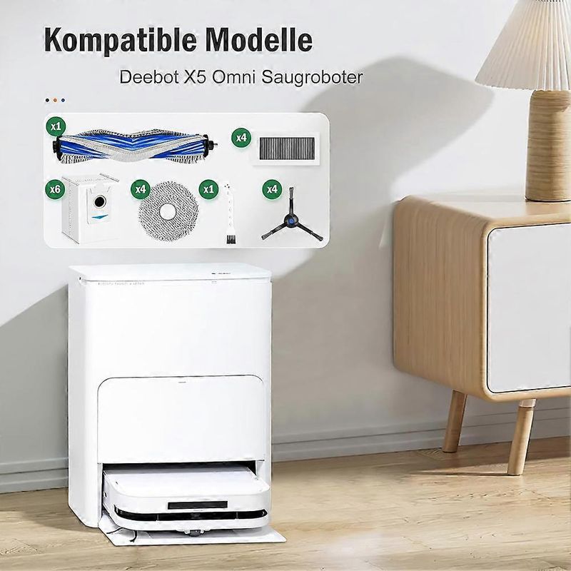 Ersatzteile Für Den Ecovacs Deebot X5 Omni Saugroboter: Hauptbürste, Hepa-filter, Reinigungstuch, Staubbeutel