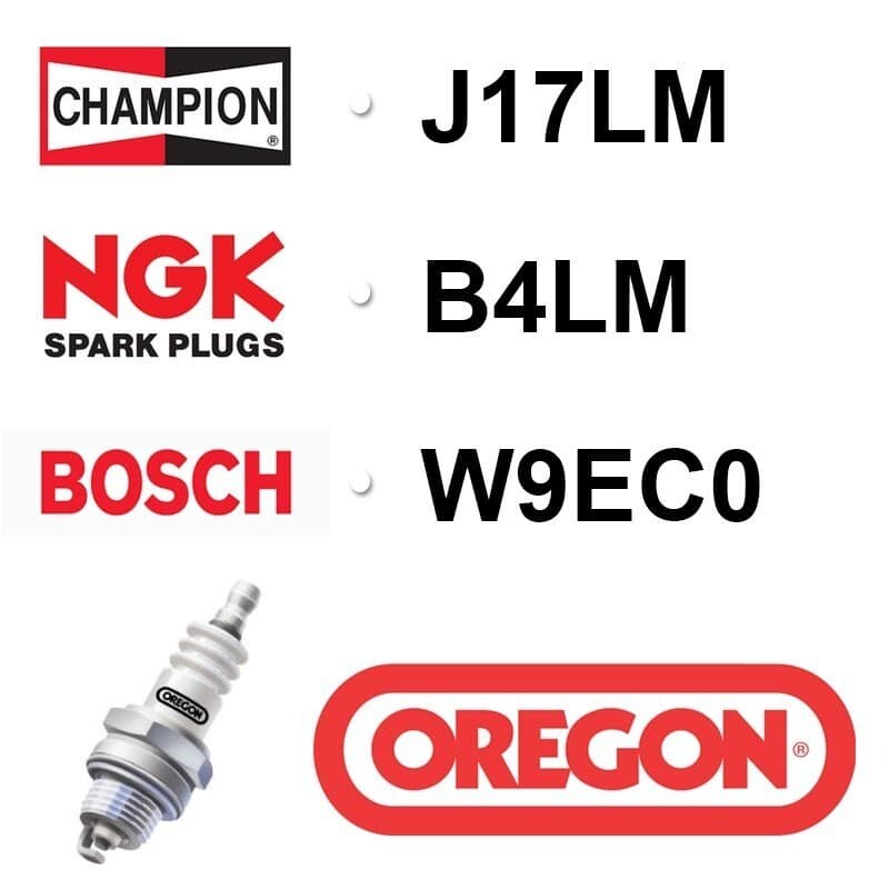 Zündkerze Oregon - Champion J17lm - Ngk B4lm - Bosch W9ec0