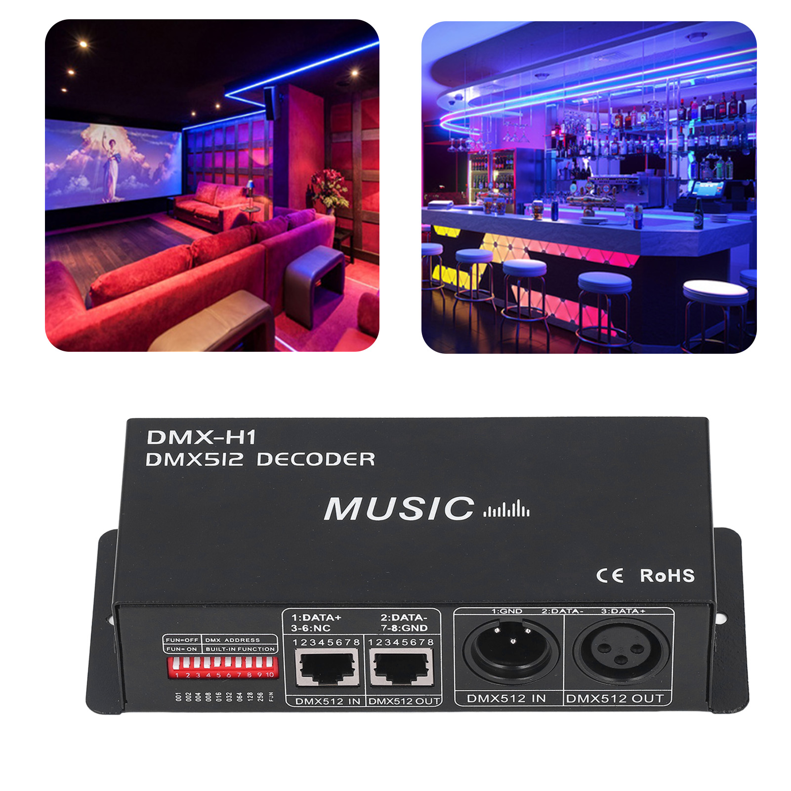 Acme Dalin 4-kanal Dmx 512 Led-controller Mit Einstellbarer Dimmfunktion Für Bars Und Clubs (leiterplatte, Eisen, 16,4 X 6,5 X 4 Cm, 12 A, 12–24 V)