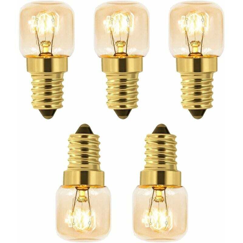 5er-pack Salzlampen 15w E14 T22, Glühlampe, Warmweiß 2700k, 80lm, 230v Wechselstrom, Backofenlampe 15w 300°