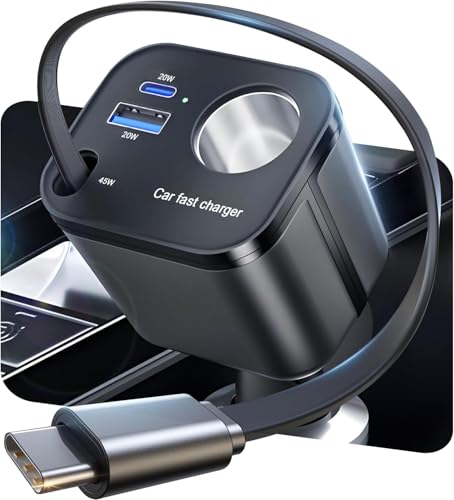 4-in-1 Usb-c-autoladegerät – [2025 Superkompakt] [145 W Schnellladung] Usb-schnellladeadapter Fürs Auto Mit Einziehbarem Usb-c-kabel, 24/12-v-autoladegerät Für Iphone 17 Air