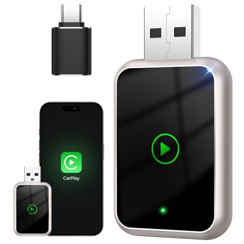 2-in-1 Wireless Carplay & Android Auto Adapter (upgrade 2026) – Wandelt Kabelgebundene Verbindungen In Drahtlose Verbindungen Um, Plug & Play, Geringe Latenz, Automatische Verbindung Jederzeit, Für Io