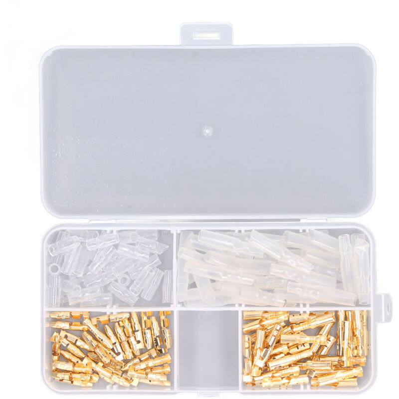 [niemals Verwendet] 120-teiliges Motorrad-steckverbinderset, Elektrische Crimp-anschlüsse, Blanke Stecker/buchsen Mit Isolierkappe, 3,5 Mm, Gold