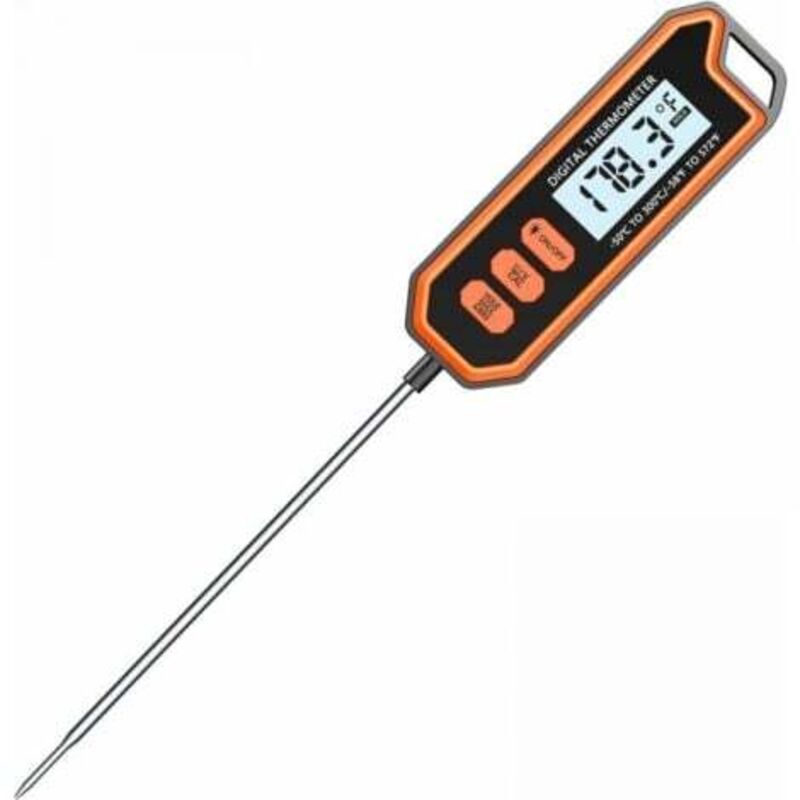 [niemals Verwendet] Wasserdichtes Küchenthermometer Mit Sperrfunktion, 14,2 Cm Lange Sonde, Lcd-display, Hohe Präzision Beim Kochen Von Fleisch, Zucker, Grillgut, Steaks, Öl Und Milch.