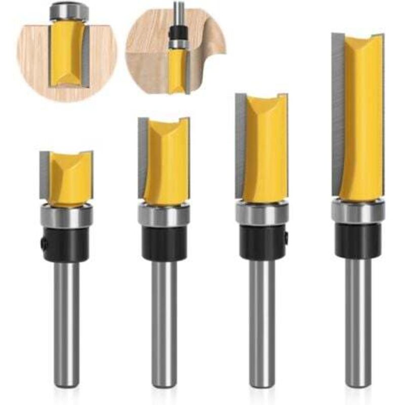 [niemals Verwendet] Set Mit 4 Fräsern, 1/4 Griff, Metallfräser Für Die Holzbearbeitung, Für Massivholz, Professionelles Schneidwerkzeug Für Spanplatten, Mdf Usw.