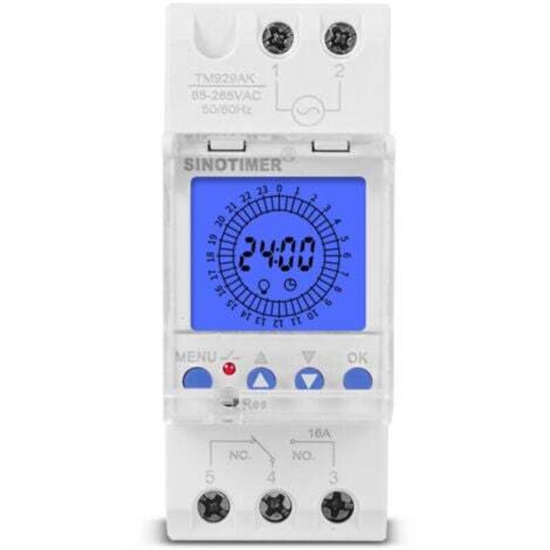 [niemals Verwendet] Digitales 24-stunden-lcd-display, Elektronische Uhr, 85-265 V, Din-schienenmontage, Programmierbarer Intelligenter Analoger Zeitschalter Mit 15-minuten-intervall (16 A)