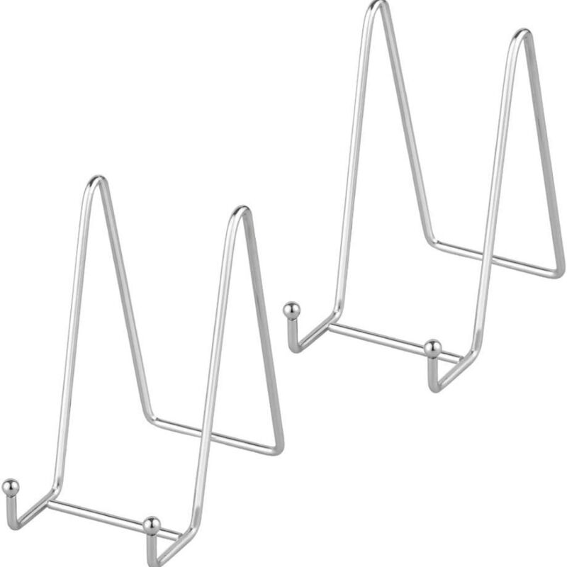 [niemals Verwendet] Staffelei-tellerhalter-präsentationsständer - 2 Stück Silberner Dekorativer Metalltellerhalter