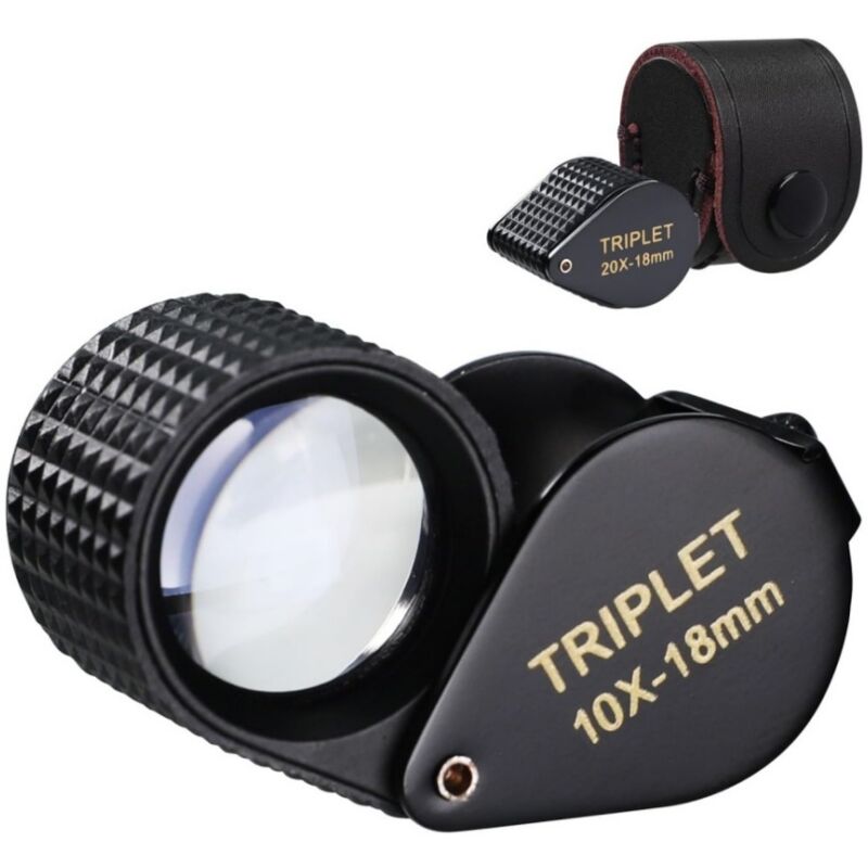 [niemals Verwendet] Dreifachlupe Für Edelsteine (10-fache Vergrößerung, 18-mm-optik, Achromatisch Und Aplanatisch), Tragbar Und Faltbar