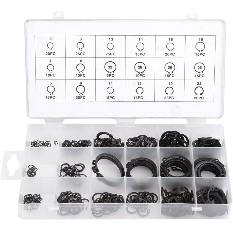 [niemals Verwendet] Sortiment Von 300 Externen Sicherungsringen, Metall-e-clip-sicherungsring-schnappclip-sicherungsring-set Zubehör Zur Befestigung Von Lagern, Zahnrädern,