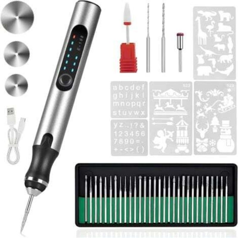 [niemals Verwendet] Elektrischer Gravierstift, Usb-wiederaufladbare Kabellose Graviermaschine, Geeignet Zum Gravieren Von Schmuck, Holz, Glas Und Stein (silber).