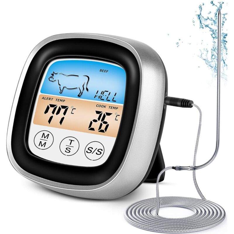 [niemals Verwendet] Küchenthermometer, Fleischthermometer Mit Extra Langer Sonde, Sofortablesende-kochthermometer Zum Grillen, Für Bbq, Steaks, Süßigkeiten, Milch (schwarz)