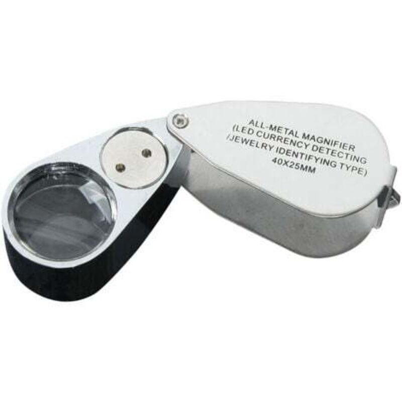 [niemals Verwendet] 40-fache Juwelierlupe, Faltbare Metalllupe Mit Uv-led-licht Für Diamanten, Juweliere Und Münzen (währungserkennung/schmuckidentifizierung)