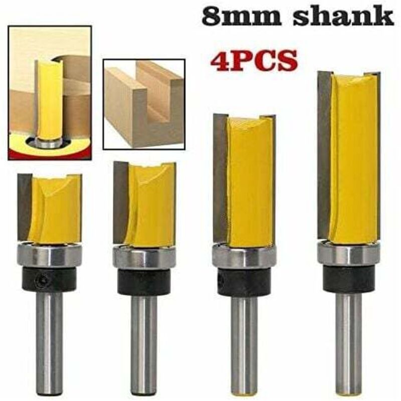 [niemals Verwendet] 4-teiliges Kopierfräser-set, 8-mm-schaft-holzfräser Mit 38-mm-fräsblatt, Hochwertiger Legierter Stahl Für Massivholz/spanplatten