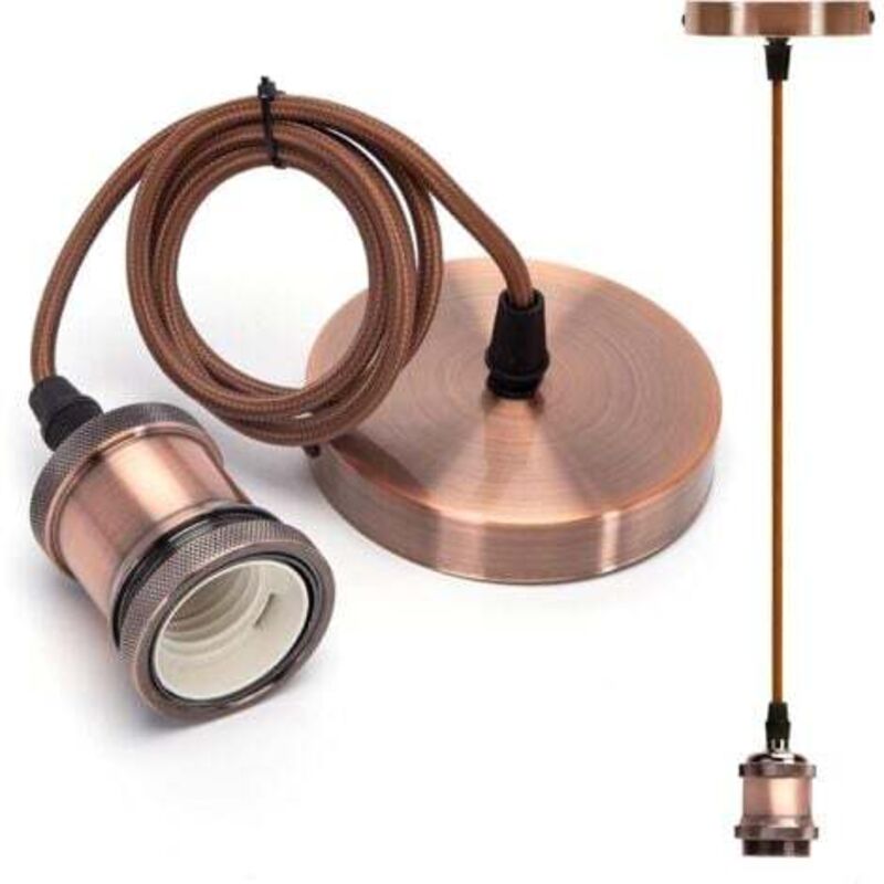 [niemals Verwendet] E27 Pendelleuchte Mit Schraubring, E27 Lampenfassung Mit Kabel, E27 Vintage Pendelleuchtenkabel, E27 Pendelleuchtenfassung Mit 1 M Kabel
