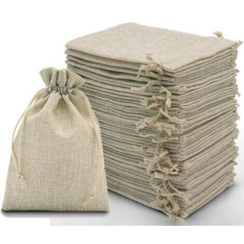 [niemals Verwendet] Set Mit 30 Kleinen Jute-geschenktüten Mit Kordelzug, 10 X 15 Cm, Für Schmuck, Bastelarbeiten, Hochzeitsfeiern, Weihnachten (originalfarbe)