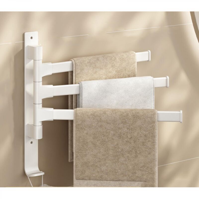 [niemals Verwendet] Dicker, Dreiarmiger, Drehbarer Handtuchhalter Mit Haken, Platzsparend, Zur Wandmontage – Beige