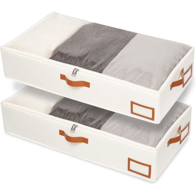 [niemals Verwendet] Stück 804515 Cm, Beige Aufbewahrungsboxen Für Unter Das Bett, Faltbare Kleidersäcke, Transparentes Fenster Und Reißverschluss, Für Bettwäsche