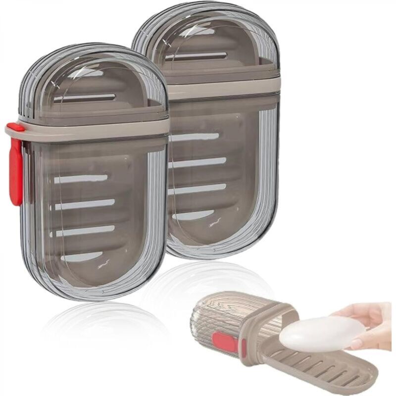 [niemals Verwendet] 2er-pack Auslaufsichere Seifenboxen Mit Abtropfschale – Geeignet Für Zuhause, Badezimmer, Reisen, Camping Und Outdoor-aktivitäten