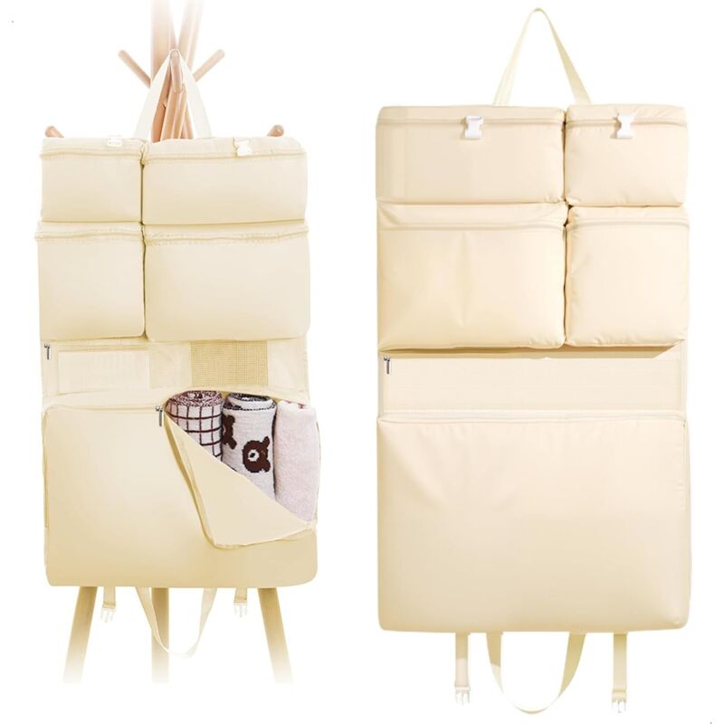 [niemals Verwendet] Türhänger, Wandregal Für Hinter Türen Und Auf Reisen, Mit Sieben Fächern Zur Aufbewahrung Von Kleidung, Socken Und Dokumenten, Beige