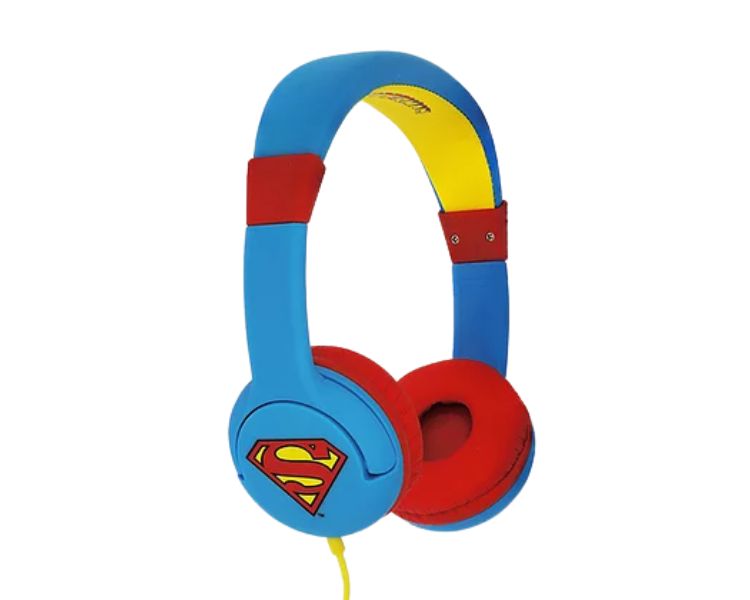 Superman Man Of Steel Dc0262 - Junior Kopfhörer Mit Geschlossenem Kopfband Und 85 Db Lautstärkebegrenzung Sicherheitsfunktion Für Kinder Zwischen 3 Und 7 Jahren, Farbe Blau Und Rot
