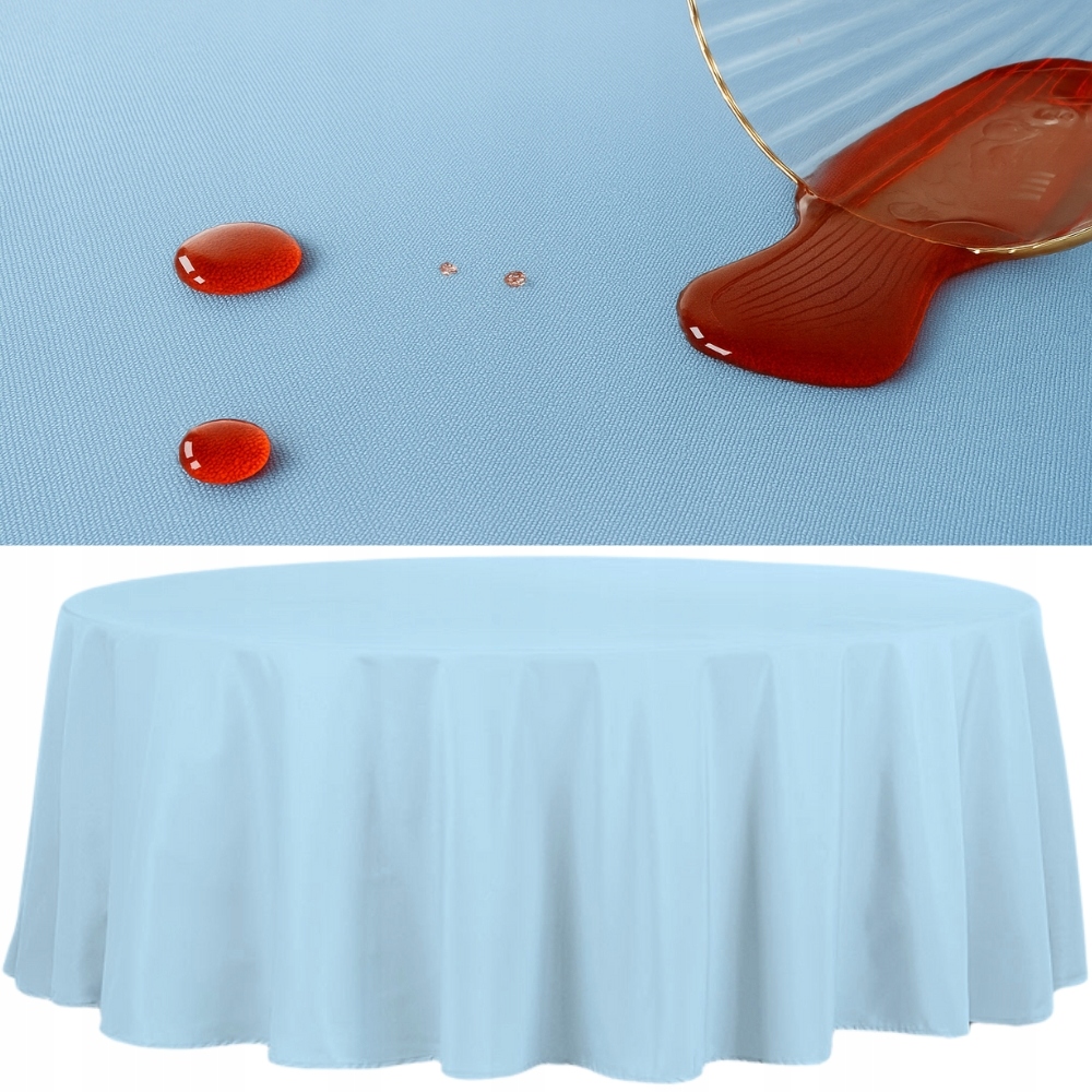 Fleckenabweisende, Blaue, Glatte Tischdecke Für Runde Tische, 320 Cm, Polyester, 180 G
