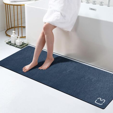 1 Badematte, Diatomitstein, Schnelltrocknend, Rutschfest, 40 X 120 Cm, Marineblau, Badezimmer