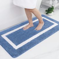 1 Badematte, Mikrofaser, Rutschfest, Saugfähig, 60 X 120 Cm, Blau, Badezimmer
