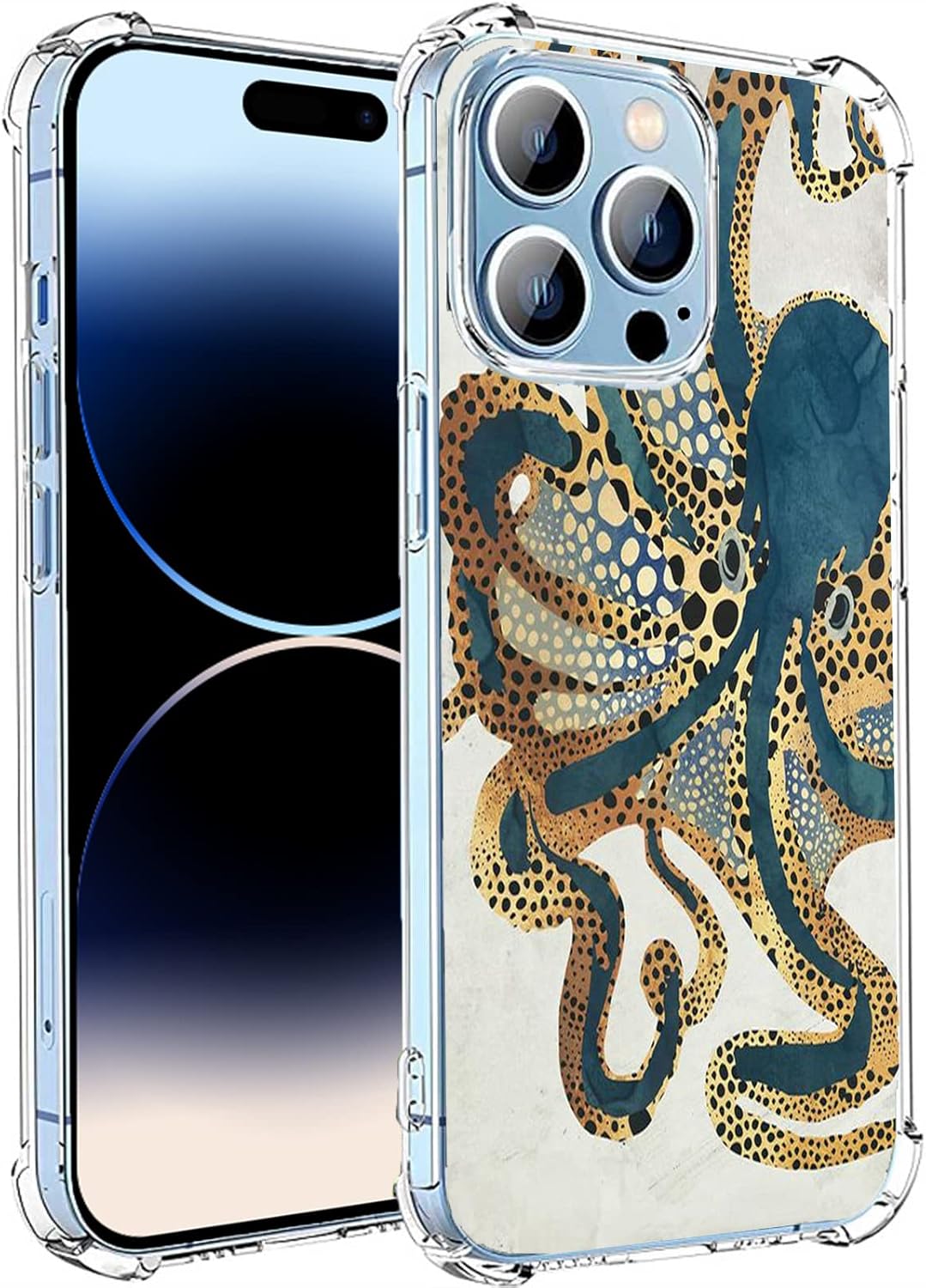 Octopus-hülle Für Iphone 14 Pro, Tpu, Blau