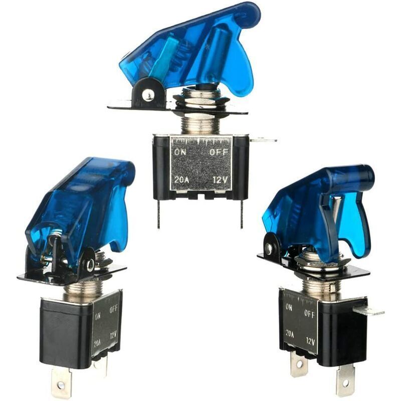 [niemals Verwendet] Br-life 3er-pack Dc12v-24v 20a Wippschalter, Mit Wasserdichter Kappe + Blauer Led, Metall-spst-wippschalter, 2-positionen Ein/aus, 3-polig, Geeignet Für Auto, Lkw Usw.