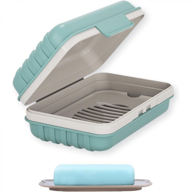 [niemals Verwendet] Seifenschale – 1 Seifenbox Für Dusche Und Reise Mit Deckel, Wasserdicht, Blau, Ideal Für Fitnessstudio, Camping Und Reisen.