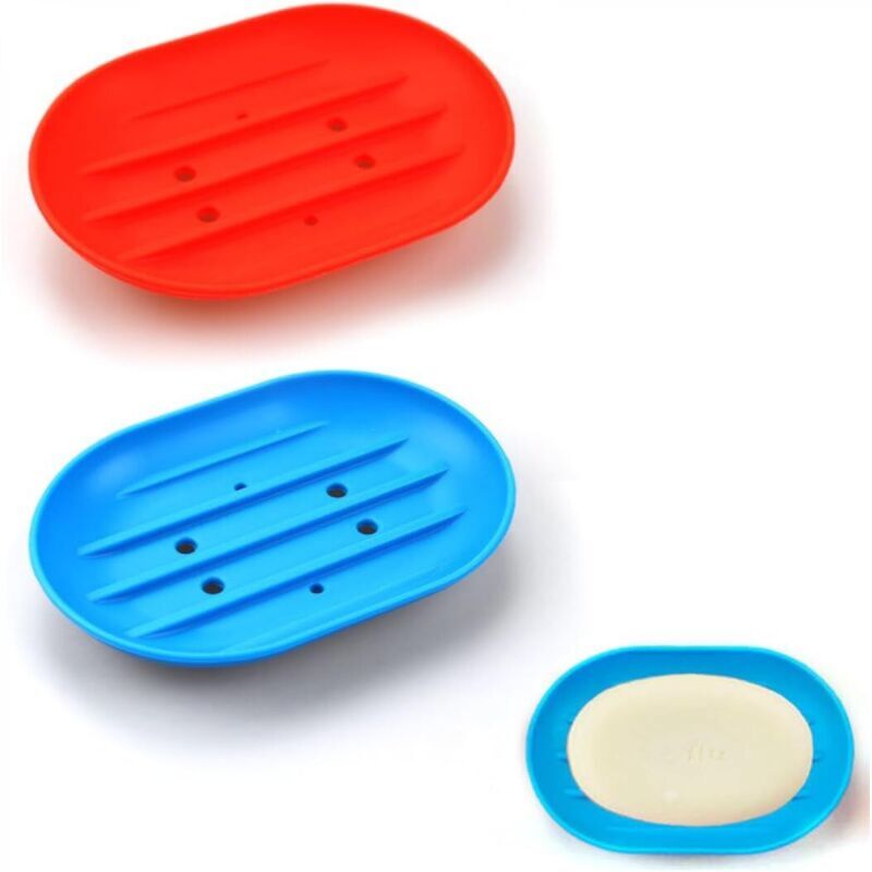 [niemals Verwendet] 2 X Rutschfeste Seifenschalen Für Dusche, Badezimmer, Küche Seifenschale Zum Aufbewahren Von Trockener Und Sauberer Seife (rot/blau)