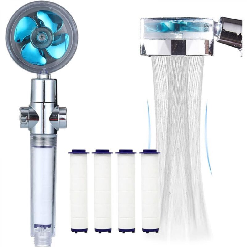 [niemals Verwendet] Wassersparende Hochdruck-propeller-handbrause Mit Filter Und Pausenschalter, Blau