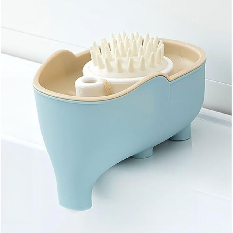 [niemals Verwendet] Niedliche Elefanten-seifenschale, Seifenschale Mit Abtropfschale, Schwammhalter Mit Wasserschale, Blau