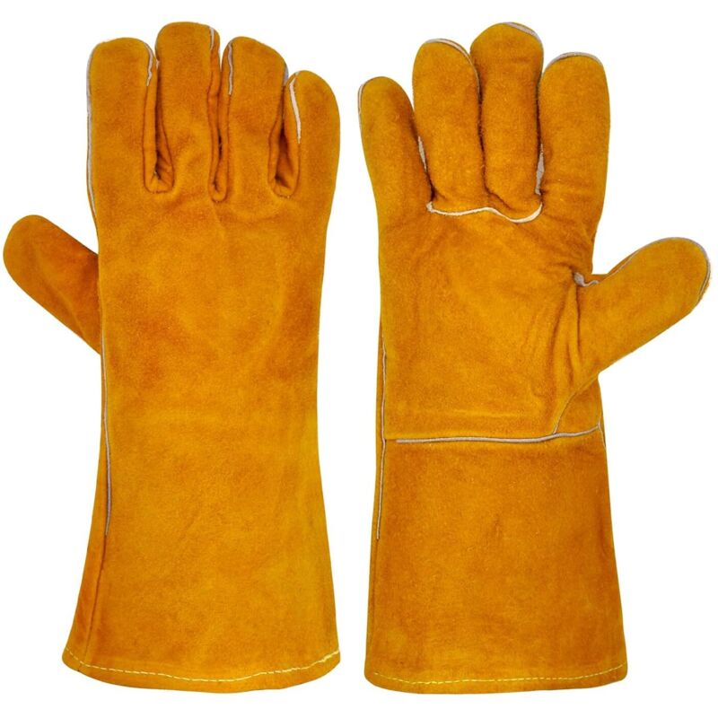 [niemals Verwendet] Feuerfeste Herrenhandschuhe Für Kamin Und Grill – Hitzeschutz, Schweißerhandschuhe, Ofenhandschuhe – Braun, Robust Und Sicher
