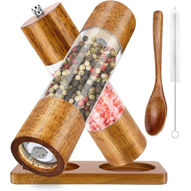 [niemals Verwendet] Manuelle Pfeffermühle Aus Holz, Gewürzmühle Mit Verstellbarem Keramikmahlwerk, 2er-set Salz- Und Pfefferstreuer – Küchenpfeffermühle – Salzmühle, Für Meersalz, Chili, Pfeffer (20 C