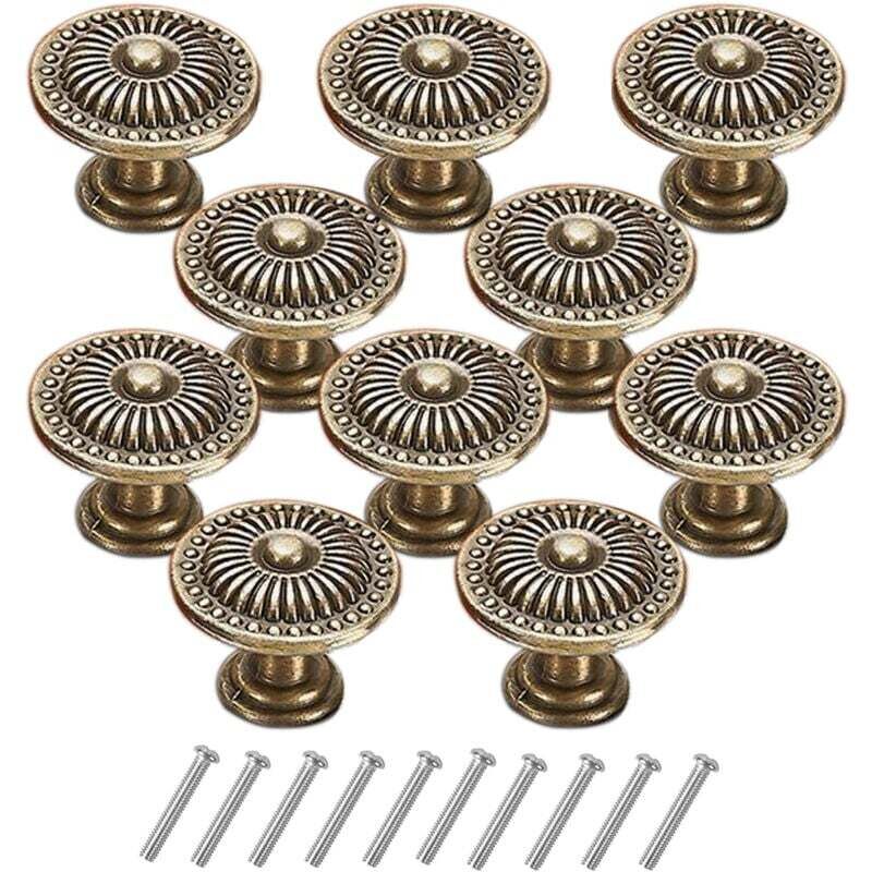 [niemals Verwendet] 10 Stück Vintage-schubladenknöpfe, 24 Mm, Blumendesign, Schrankgriffe Für Kommoden, Kleiderschränke Und Möbel