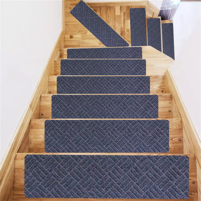 [niemals Verwendet] Selbstklebende Treppenstufen, 76 X 20 Cm, Wiederverwendbar, Geräuscharm/zuschneidbar, Einfach Zu Montieren, Geeignet Für Glatte Böden, Dunkelgrau