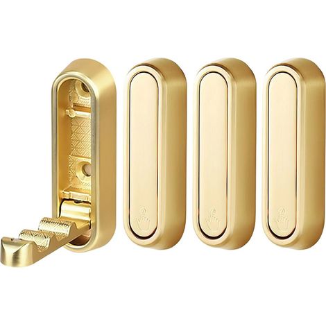 Set Aus Vier Faltbaren Kleiderhaken, Ideal Zur Aufbewahrung Von Handtaschen, Goldfarben.