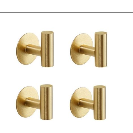 Set Aus Zwei Selbstklebenden Haken Aus Gebürstetem, Goldfarbenem Edelstahl Sus304 – Robuste Und Wasserfeste Wandhaken