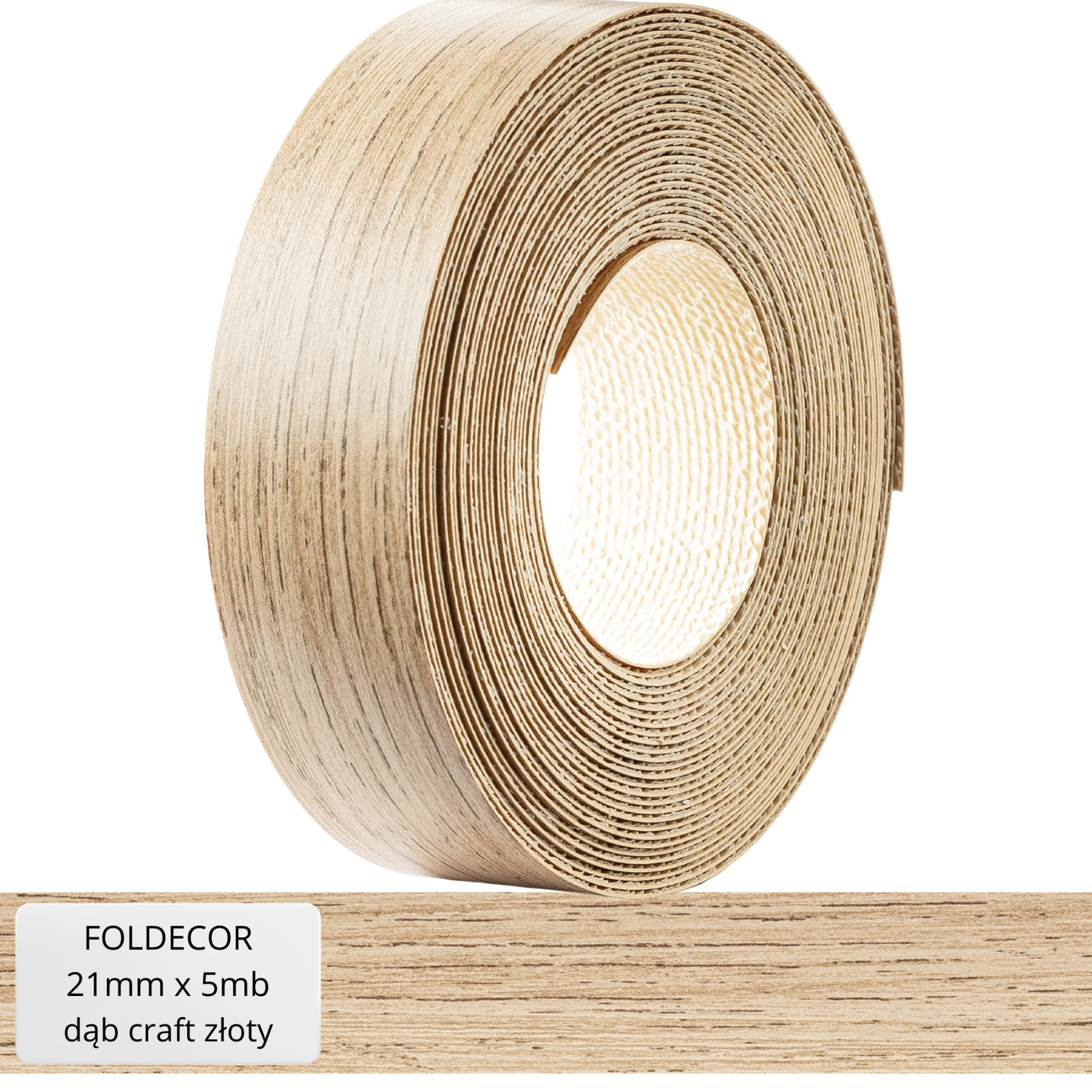 Möbelkantenband, Handwerklich Gefertigt, Eiche, Gold, Melamin, Mit Heißkleber, 21 Mm (5 M)