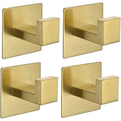 Set Mit 4 Klebehaken – Handtuchhaken – Klebehaken – Wandhaken – Haken – Kleiderhaken – Handtuchhaken – Gold – 6,5 X 5 X 5 Cm – Edelstahl 304