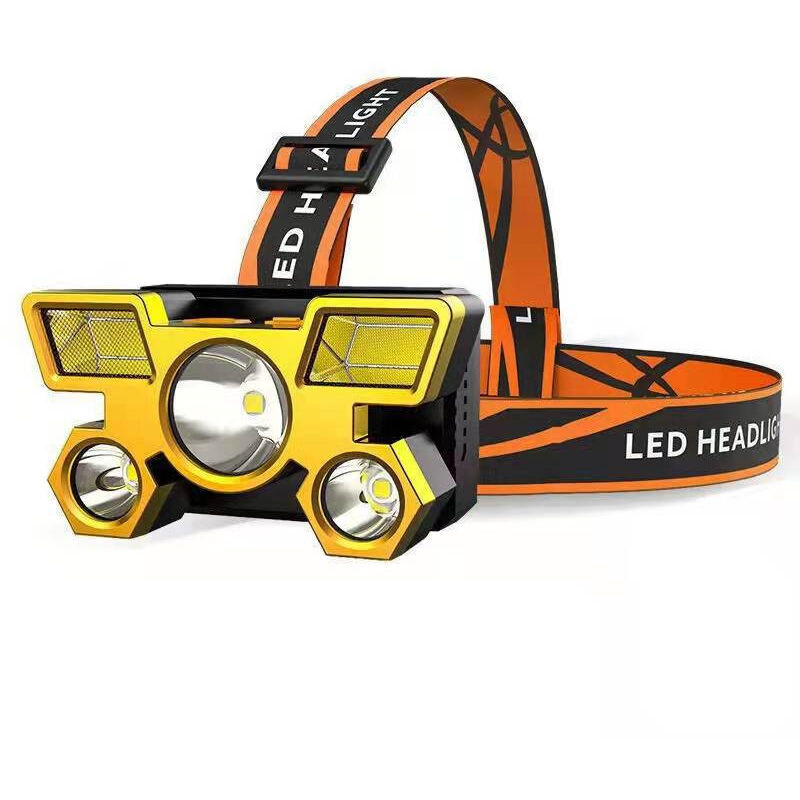 [niemals Verwendet] Abs-stirnlampe, Usb-ladefunktion, Starkes Licht, Große Reichweite, Camping-stirnlampe Für Nachtfahrten Und Nachtangeln, Gold, 5 Lichtquellen
