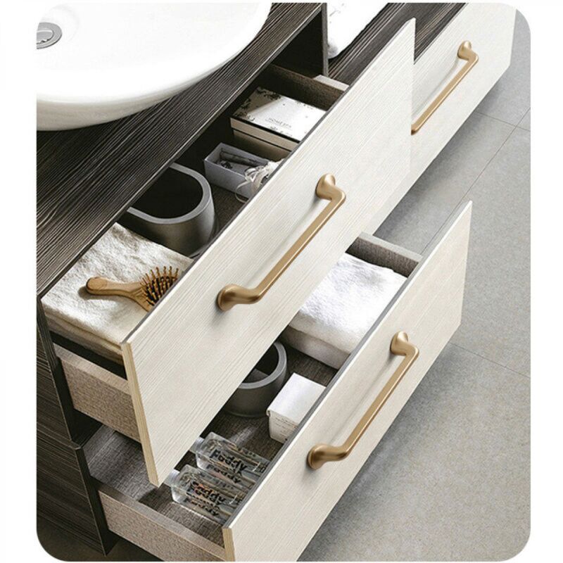 [niemals Verwendet] Set Mit 2 Möbelgriffen, Schrankgriffen, Schubladengrifflöchern, Goldfarben, 128 Mm Abstand, Zinklegierung